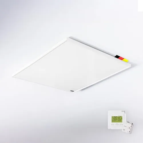 Könighaus calefactor infrarrojo de techo 350 W - termostato inalámbrico | Set completo, regulable, TÜV/GS, protección contra sobrecalentamiento, 5 años de garantía