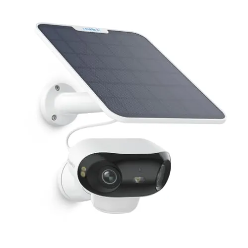 Reolink Argus 4 Pro, 4K Camara Vigilancia WiFi Exterior Solar, Visión Nocturna Verdadera en ColorX F1.0, Gran Angular de 180, 2,4/5GHz Wi-Fi 6, Sin Cuotas Mensuales por Almacenamiento Local