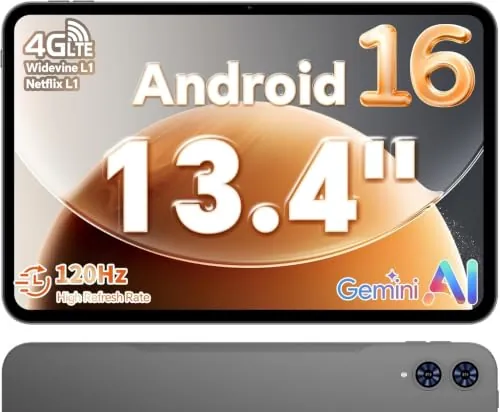 TECLAST T65 Tablet 13.4" Android 16, 120Hz Tablet, 4G LTE,Octa-Core,128GB