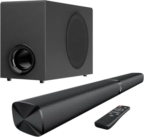 GarageRock Barra de Sonido con Subwoofer para TV, 110W Home Theater con Deep Bass&Aumento de Volumen &3 Ecualización Modos, Bluetooth 5.3/ARC/Opt/AUX, Surround System Soundbar para TV/PC/Proyectores