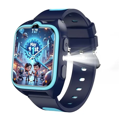Yxtel Reloj Inteligente Niño 4G Smartwatch Niños con GPS, Videollamadas, SOS, Linterna LED, Cámara, Podómetro, IP68, Modo Escuela, Despertador, Mensajes, Azul para Niñas y Niños