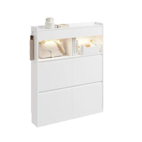 SoBuy Zapatero Estrecho - 19cm Delgado, Luz Sensor, Recibidor