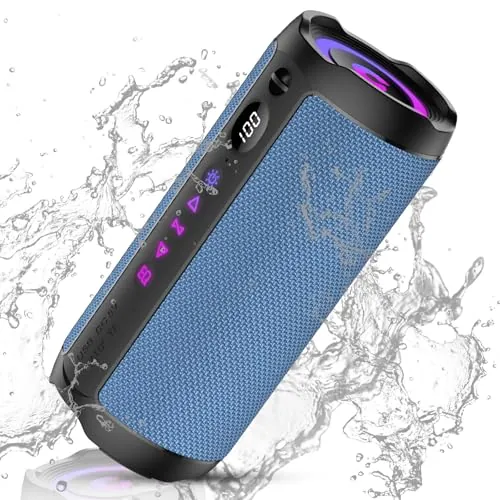 Altavoz Bluetooth Portátil 25W, Potente Altavoz Bluetooth, Altavoces Graves Duales, 25H Reproducción, IPX7, RGB, Emparejamiento TWS, AUX, TF, USB, Ideal Para Actividades Aire Libre, Fiestas,Viajes.