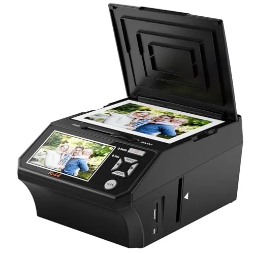 Escáner Digital de película y Diapositivas, con Pantalla LCD de 5 Pulgadas, Convierte películas, Fotos y Tarjetas de Visita de 35 mm y 110 mm en Tarjeta SD de Alta resolución JPEG de 22 MP de 8 GB