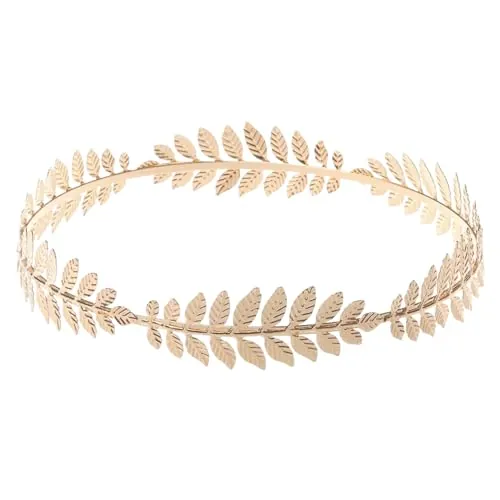 DIPZO Tiara de Corona de Hoja de Oro Diadema, Corona de Laurel Griega y Romana para Mujeres, Accesorio Boho de Diosa, Boda, Disfraz y Eventos Especiales