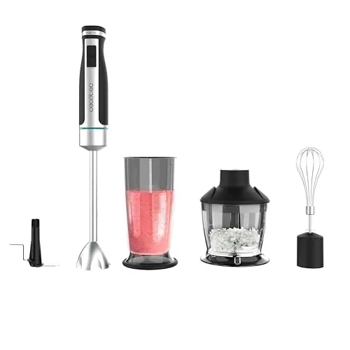 Cecotec Batidora de Mano PowerGear 1500 XL Pro. 1500W, 21 Velocidades + Turbo, Acero/Silicona; Brazo XL, Cuchilla de 4 hojas, Recubrimiento Titanio, Engranaje de Metal, Incluye Accesorios