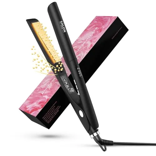 Dekuri Planchas del Pelo y Rizadora 2 en 1, Placas Lisas de Titanio, Calentamiento Rápido en 30s, Pantalla LCD 120-230℃, Plancha Pelo Iónicas para Mujeres,Negro