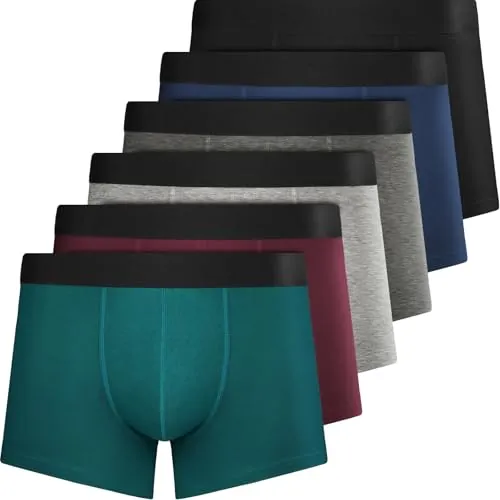 QINCAO Calzoncillos Boxer Hombre, Pack de 6, Sin Logo，Algodón Cómodo