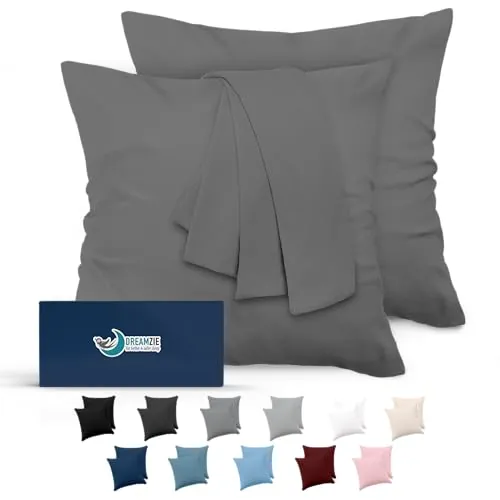 Dreamzie Fundas de Almohada (Juego de 2) - para Las Almohadas 60 x 60 cm, Gris Antracita, Microfibra (100% Poliéster) - Fundas de Cojines de Calidad con una Suavidad Incomparable