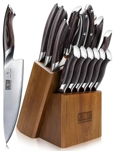 HOSHANHO Juego de Cuchillos de Cocina de 16 Piezas de Japoneses Super Steel