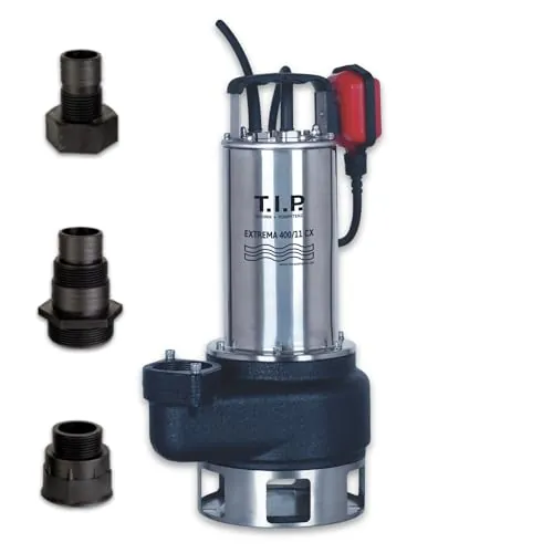 Bomba sumergible para aguas residuales profesional T.I.P. 30168 Extrema 400/11 Pro (conexión vertical de 2 pulgadas), caudal de hasta 24.000 l/h
