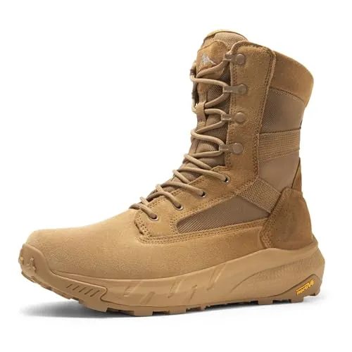 NORTIV 8 Botas Tácticas Militares Hombre Policiales,Coyote,46 | Ligeras y Acolchadas, Upper Resistente, Suela Antideslizante, Soporte Arco, Cremallera Fácil