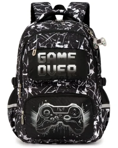 Amythe Mochila Escolar Niños 8 a 12 Años Luminosa Reflectante, Negro