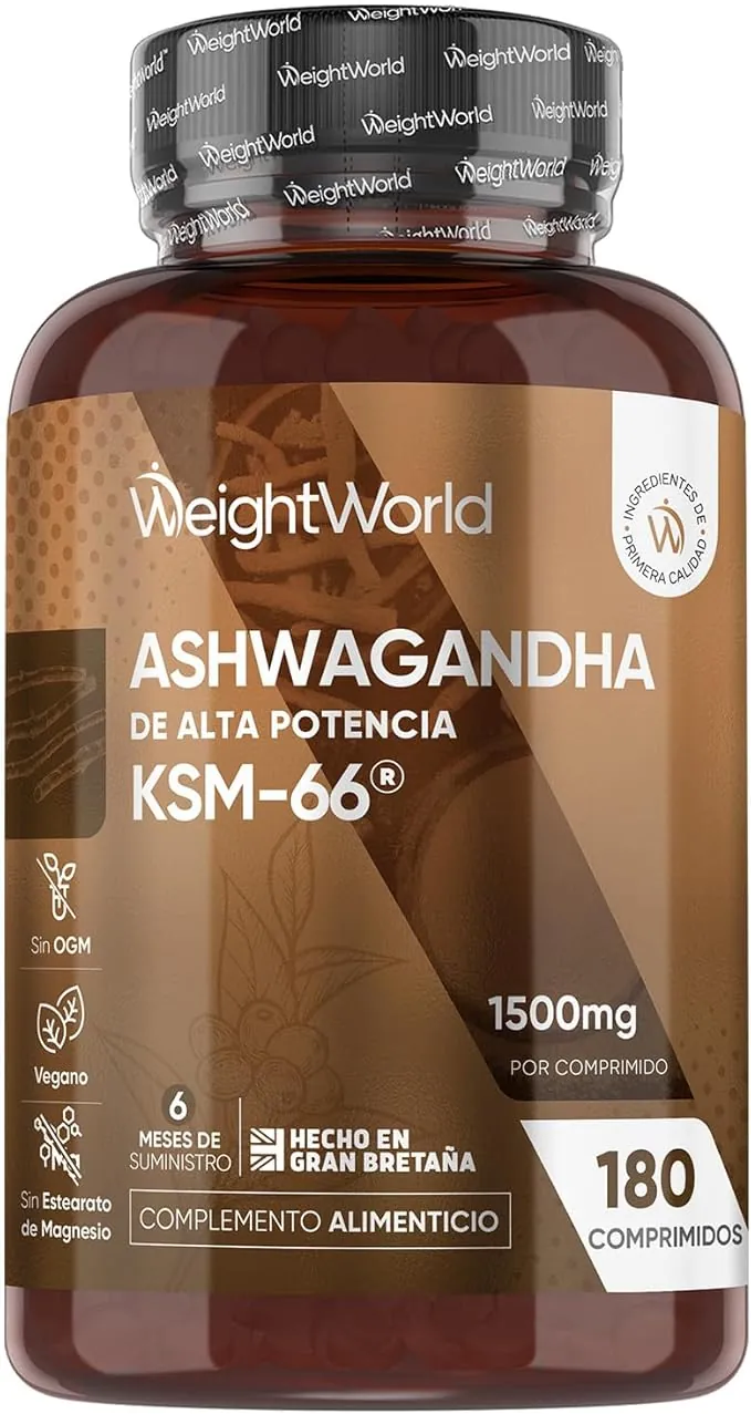 Ashwagandha KSM-66 1500mg, 180 Comprimidos, 6 Meses de Suministro - 12:1 del Extracto de la Raíz de Withania Somnifera, Apto para Veganos, Sin Estearato de Magnesio ni OGM