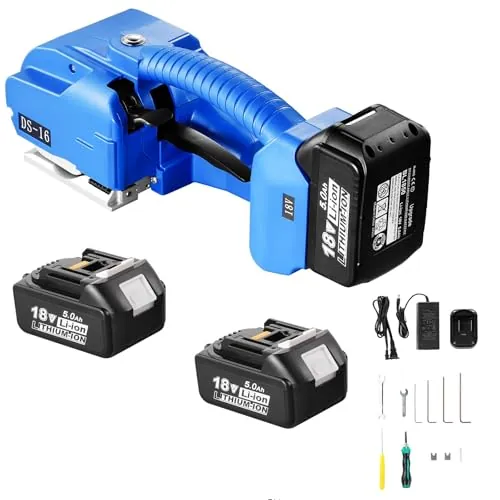VEVOR Flejadora Eléctrica para Flejes PP PET de 0,89-1,6 cm Herramienta de Flejado Portátil con Pantalla Digital Flejadora Automática a Batería para Cajas de Embalaje de Palets