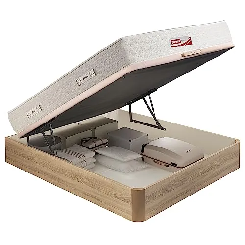 PIKOLIN Pack Colchón Viscoelástico de Muelles 150x190 + Canapé Base Abatible Natural y Dos Almohadas de Fibra | Incluye Subida a Domicilio, Montaje y Retirada de Usado