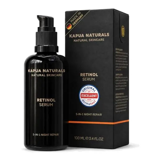 Retinol puro para la cara • 100 ml • +Vitamina C +Hialurón • Para una piel radiante • Sérum antiedad Retinol Serum • ORGÁNICO Vegano • Cosmética natural y sostenible de Alemania