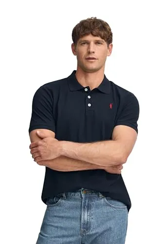 Polo Club - Polo para Hombre | Manga Corta | 100% Algodón Piqué | Bordado Rigby Go | Moda Casual | Combina con Chinos o Vaqueros, Azul Marino, M, Algodón