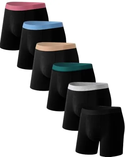 FINETOO Calzoncillos Hombre Boxer Algodon Ropa Interior Largos Pack de 6 | Boxer Hombres Pack Antirozaduras con Bolsa 3D Cuecas sin Etiquetas Homem Calzones con Cintura Elástica Diario y Deportivo