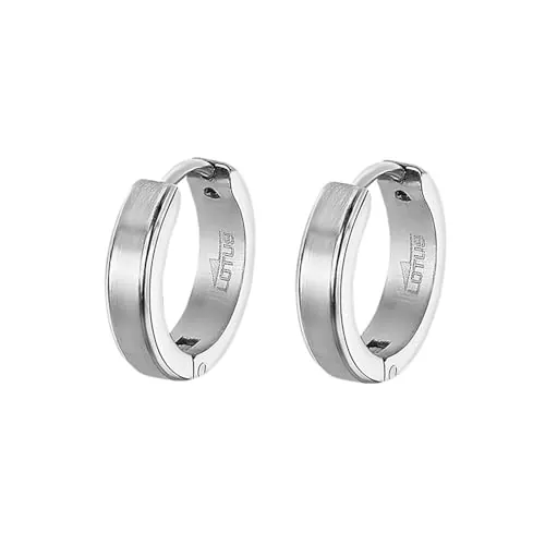 LOTUS STYLE Pendientes Aro Hombre - Aros Acero Inoxidable 316L - Cierre Seguro - Ligeros, Cómodos y Resistentes - Aros Hombre Color Plata 15.40 mm LS2390-4/1