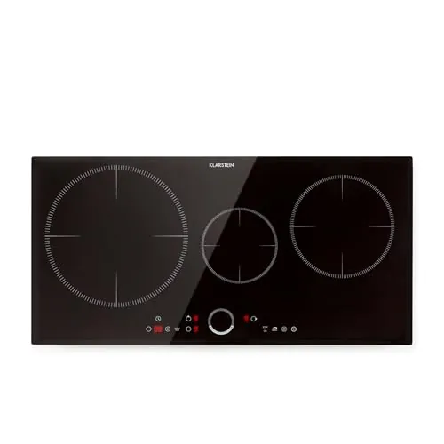 Klarstein Placa Induccion Eléctrica, 5800W, Vitrocerámica Inducción Eléctrica de 3 Fuegos, Placas de Cocción de Sobremesa, Control Táctil, Placas de Cocción de Inducción, Eléctricas para Cocinar