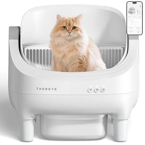 Thereye Arenero Gatos Autolimpiable con Diseño Abierto y Gran Capacidad, Arenero Gato con App, Limpieza Rápida y Fácil de Palear, Ideal para Hogares con Varios Gatos