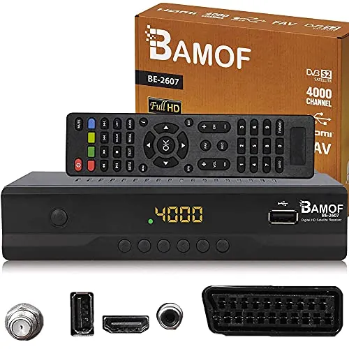 hd-line Bamof BE-2607 - Receptor de satélite Digital (HDTV, DVB-S/S2, HDMI, SCART, 2 USB 2.0, Full HD 1080p) [preprogramado para Astra Hotbir] [Clase energética A+++]