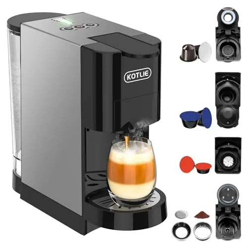 Upgrade 19Bar Máquina de Café Espresso Monodosis 5 en 1 para Nespresso Original/Dolce Gusto/Lavazza Mio/L'OR/Café en Polvo y Sobres de Polvo ESE AC-513HF