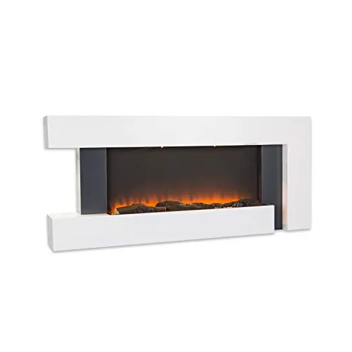 Klarstein Chimenea Electrica Bajo Consumo Pared, Estufa sin Leña de Interior, Chimeneas Electricas Decorativas 2000W, Llama LED, Chimenea Decorativa con Mando, Temporizador y Efecto Real Troncos