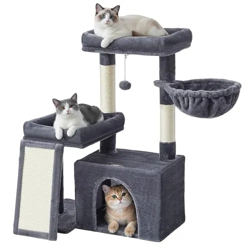 Feandrea Árbol para Gatos, Torre de Juegos con 2 Camas Grandes