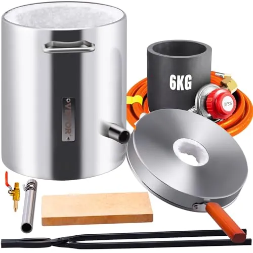 VEVOR Forja de Propano de Acero Inoxidable 6 KG Kit de Horno de Fusión de Metales Temperatura Máxima de 1482 °C Horno de Fundición de Propano 30 PSI Juego de Forja para Cobre, Aluminio, Oro, Plata
