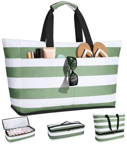 CIRYCASE Bolso Playa Mujer con Nevera 2 en 1, Impermeable & Plegable