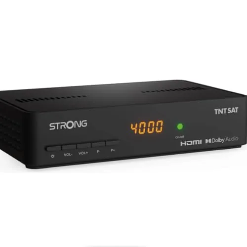 Strong SRT7408 - Decodificador de satélite TNT con Tarjeta TNTSAT (resolución HD – Direct diferido – Puerto USB para grabación – Función de Reposo ecológica, Asistente de instalación, Color Negro