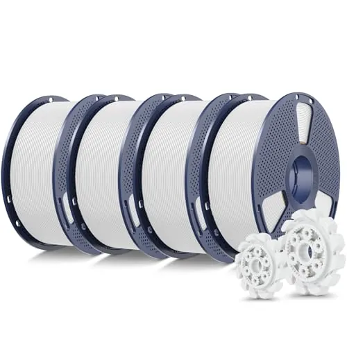 SUNLU 4KG PLA+2.0 Filamento Paquete, 1KG por Carrete, 4 Rollos, Blanco*4