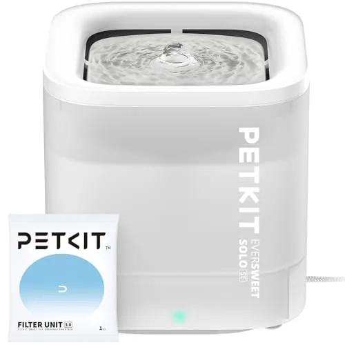 PETKIT EVERSWEET Fuente Automática para Gatos 1,85L, Bomba de Agua Inalámbrica, Bebedero Gatos Ultra Silenciosa, 35dB, Luz LED Inteligente, Unidad de Filtrado 3.0, Fuente Agua para Gato