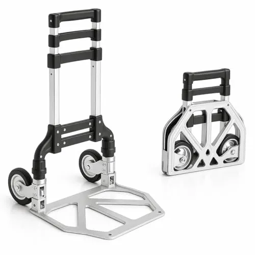 Carretilla de Mano portátil Plegable y Extensible con Ruedas | Carro de Transporte Aluminio Ligero | con Cuerdas de Gomas Incluidas | Carga Capacidad máxima 75Kg | Carrito | hogar | Playa | Garaje