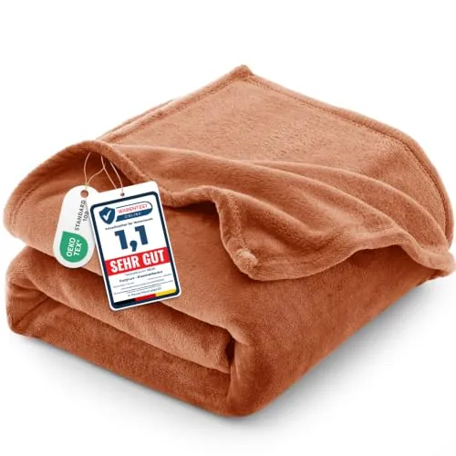 CozyLux Manta Sofa Grande 230x270 cm Naranja, Franela Suave de 260 g/m² | OEKO-TEX 100, Regalos de Cumpleaños para Mamá Ella, Grande Manta Cama 160/180, Decoración Cálida del Hogar