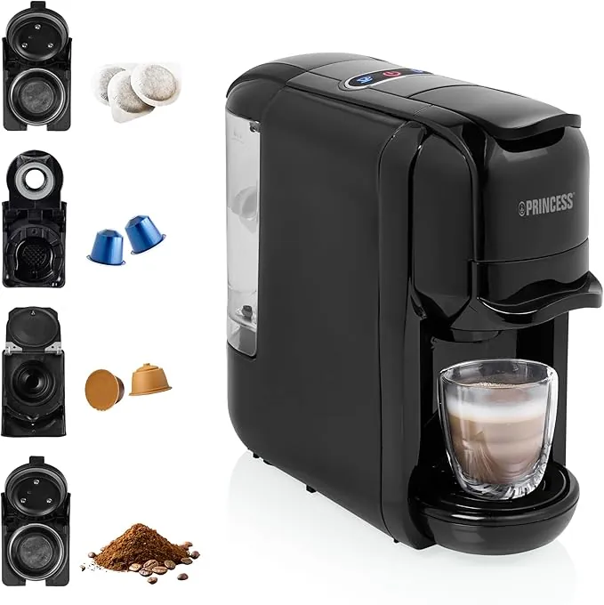 Princess Macchina da caffè multi capsula in acciaio 3 in 1-19 bar - 0,6 L - adatta per Nespresso, Dolce Gusto e varie capsule o cialde ESE - 249452