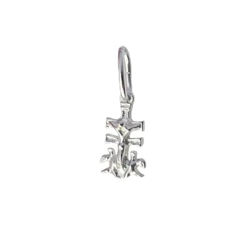 Minoplata Cruz de Caravaca Mini, Plata de Ley 925, Diseño Clásico Unisex, Colgante Religioso Espiritual, 10mm x 6mm, Acabado Liso