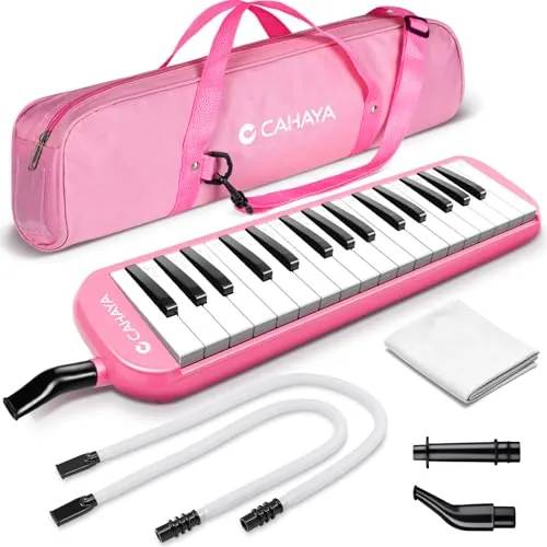 CAHAYA Melódica Piano de Viento con 32 Teclas Incluye Tubo de Soplado Boquilla y Bolsa de Transporte (Rosa) Modelo CY0050-3