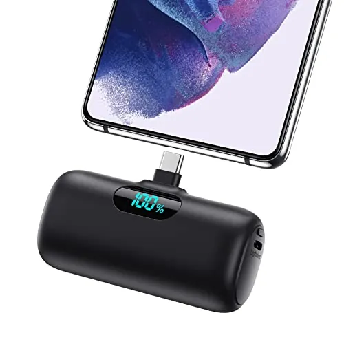 Feob Mini Power Bank, 5000mAh USB C Cargador Portátil 15W PD Carga Rapida Batería Externa Compacto Powerbank con Pantalla LCD Compatible con iPhone 16/15 Pro MAX Samsung Xiaomi USB C Teléfonos etc