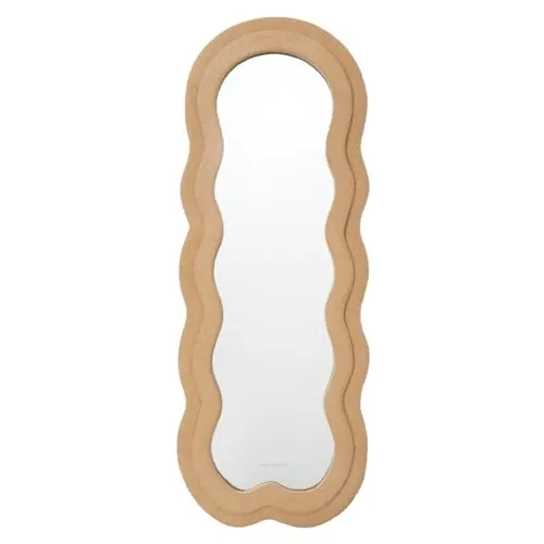 Flamingueo - Espejo de Pie Cuerpo Entero - Marco Tejido Rizo - Forma Irregular - Espejo Pared - Wavy Mirror - Decoracion Habitacion - 160 x 60 x 4 cm