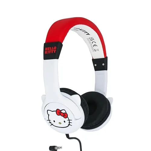 OTL Technologies HK1180 Hello Kitty - Auriculares de Diadema para niños, Color Rojo y Blanco