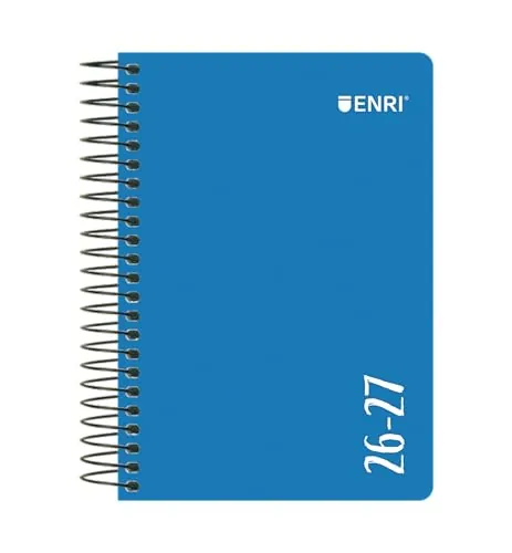 Enri, Agenda 2026 2027 Día Por Página, Tapa Plástico, 12 x 18 cm, Español, Color Azul