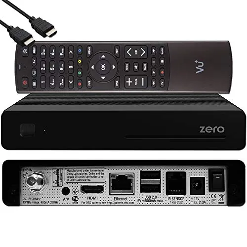 VU+ Zero HW Version 2 - Receptor de satélite DVB-S2 Full-HD E2 Linux, YouTube, receptor satélite con función de grabación, lector de tarjetas, reproductor multimedia, USB, cable HDMI EasyMouse, negro