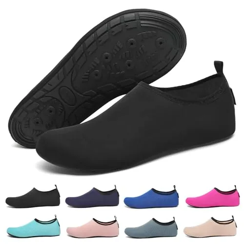 SAGUARO Escarpines Hombre Mujer Agua Zapatillas de Playa Secado Rápido Calzado de Agua Antideslizante Escarpines para Surf Buceo Rio Piscina Negro Gr.38/39