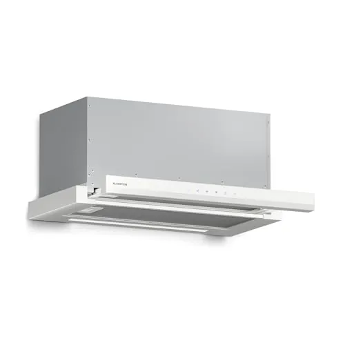 Klarstein Velaire Campana Extractora Integrada 60cm, 896 m³/h, Clase A++, Motor Silencioso, Control Táctil, LED, Filtros de Carbón, Campana Telescópica para Cocina Moderna, Blanco