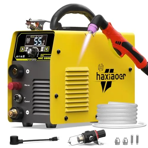 HAXIAOER 55A Cortador de Plasma [Pantalla LED Grande], Arco Piloto Sin Contacto Máquina de Corte por Plasma, DC Inverter 230V Corte por Plasma, PT/2T/4T, 12mm Corte Limpio y 18mm Máximo