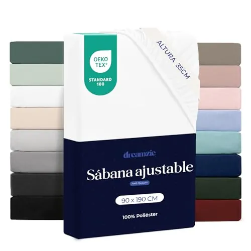 Dreamzie - Sábana Bajera 150x190/200cm Ajustable - 100% Microfibra - Suave