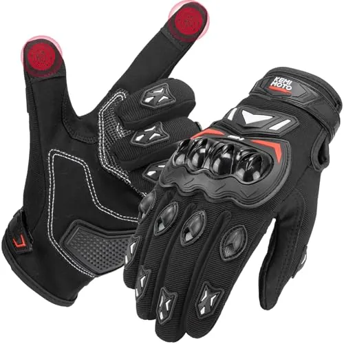 KEMIMOTO Guantes Moto Verano, Resistencia al Impacto, Deportivos Protectores y Transpirables Hombres y Mujeres, Palma Antideslizante, con Pantalla Táctil, Motocicletas, Escalada y Caza
